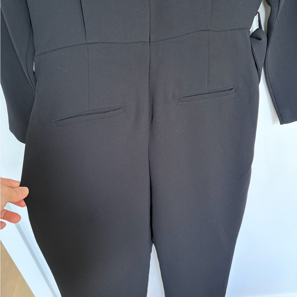 Mango Black Tailored Jumpsuit with Waist Tie - Picture 6 of 7